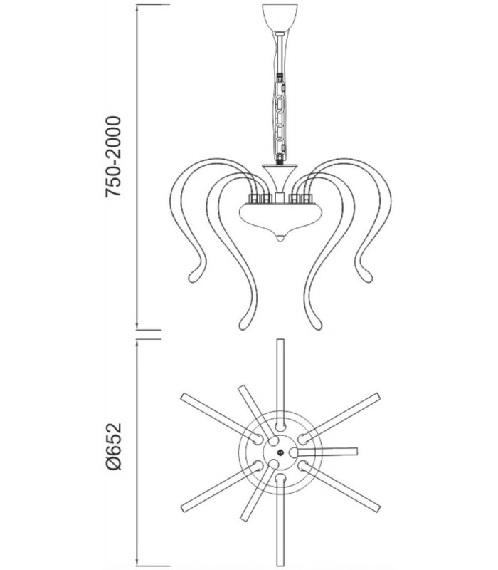 Ceiling Pendant LED Light 106W, 5075lm, 3000K Polished Chrome, White Acrylic - 2