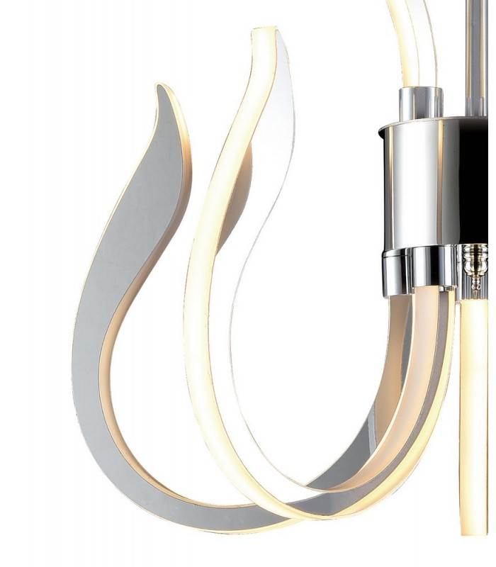 Ceiling Pendant LED Light 66W, 3166lm, 3000K Polished Chrome, White Acrylic - 5