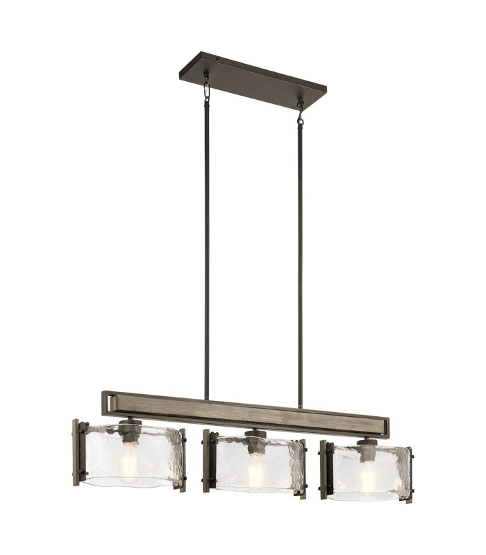 Aberdeen 3 Light Island Chandelier Distressed Grey Wood Effect & Old Bronze-1