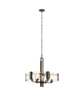 Aberdeen 6 Light Chandelier Distressed Grey Wood Effect & Old Bronze-1