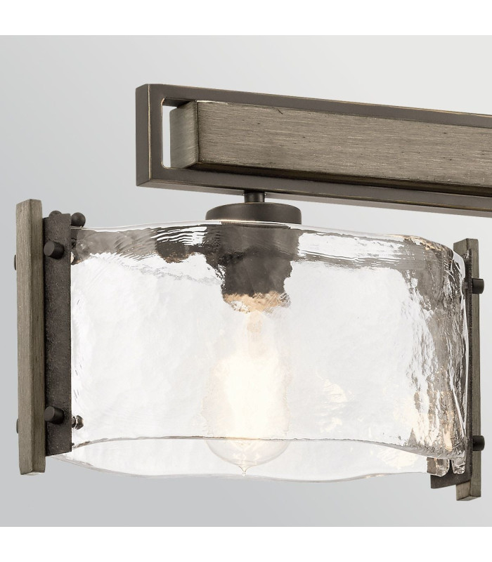 Aberdeen 3 Light Island Chandelier Distressed Grey Wood Effect & Old Bronze-7