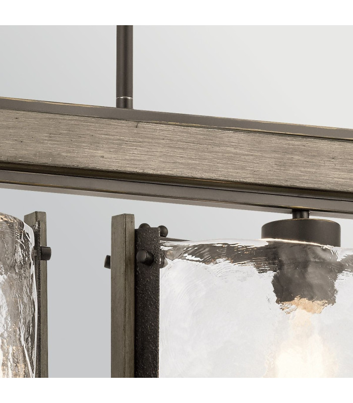 Aberdeen 3 Light Island Chandelier Distressed Grey Wood Effect & Old Bronze-9