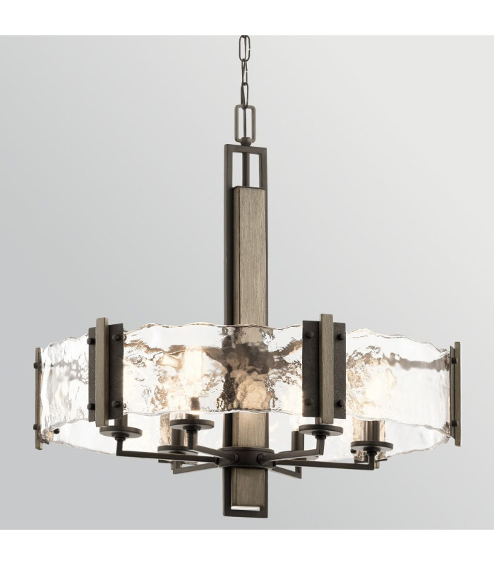 Aberdeen 6 Light Chandelier Distressed Grey Wood Effect & Old Bronze-8