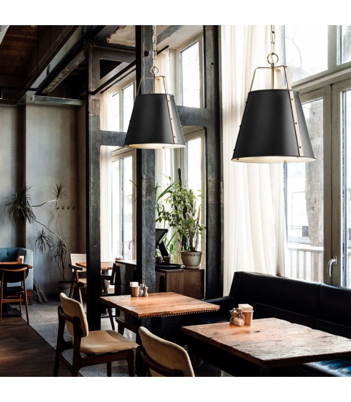 Etcher Large Pendant Light Black & Brass-3