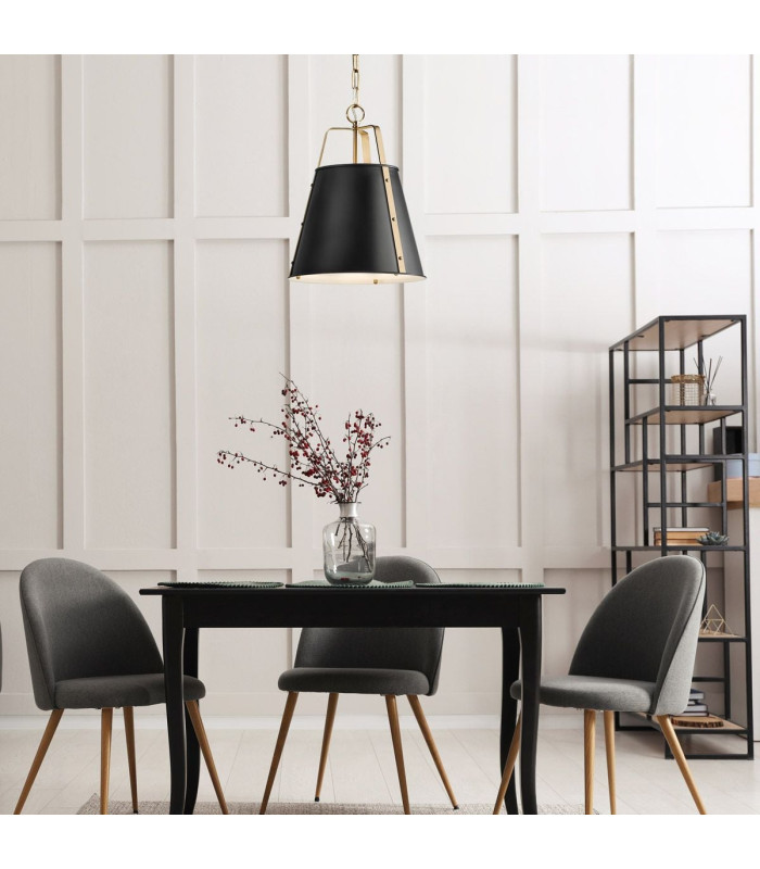 Etcher Large Pendant Light Black & Brass-4
