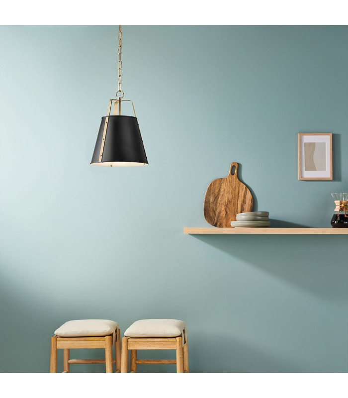 Etcher Large Pendant Light Black & Brass-5