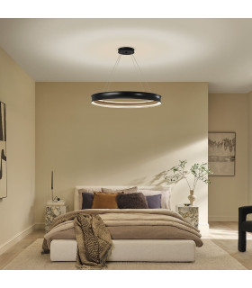 Larousse Integrated LED Large Pendant Light Black & Brass 2637K-2