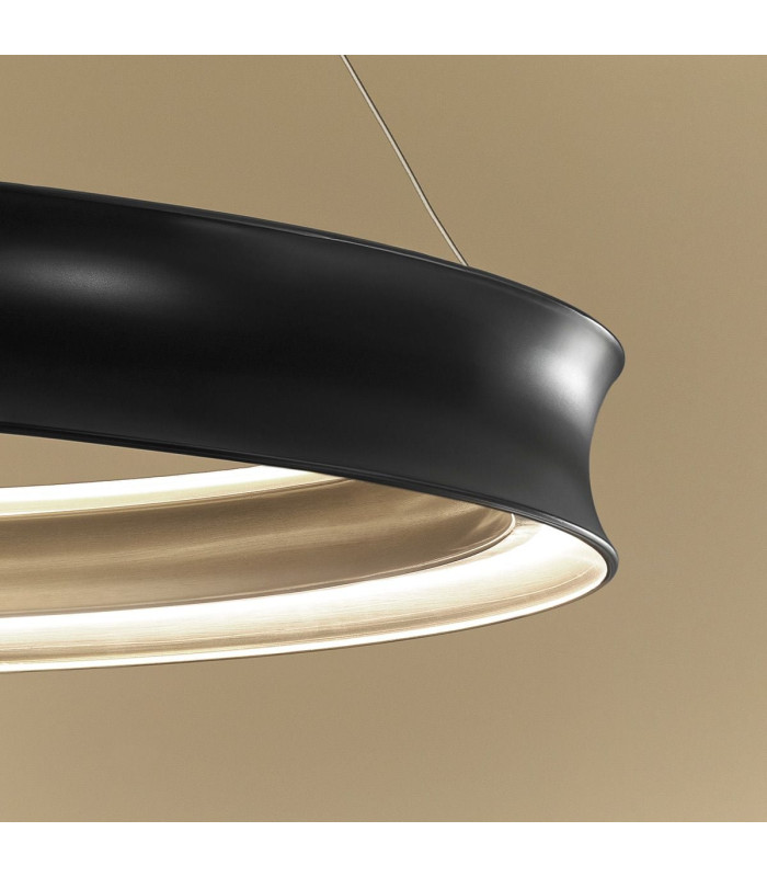 Larousse Integrated LED Large Pendant Light Black & Brass 2637K-4