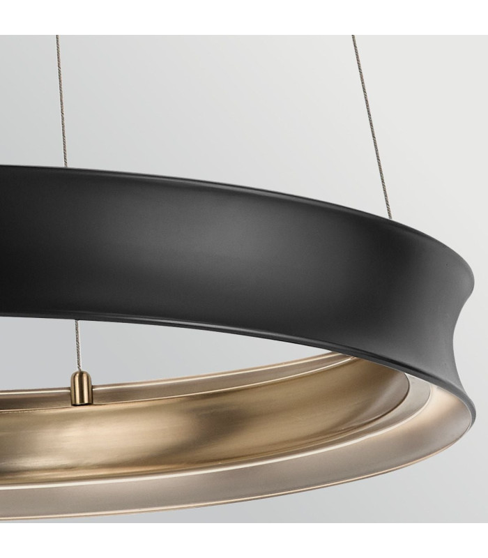 Larousse Integrated LED Medium Pendant Light Black & Brass 2665K-5