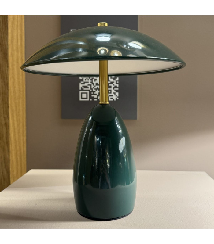 Poppy 12V Integrated LED Rechargeable Small Table Lamp Pine Green 3000K-4