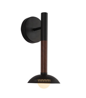 Arden Integrated LED Wall Light Matte Black Walnut Wood Veneer 3000K-1