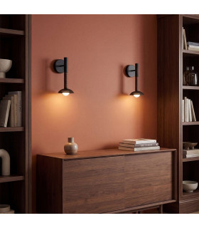 Arden Integrated LED Wall Light Matte Black Walnut Wood Veneer 3000K-2