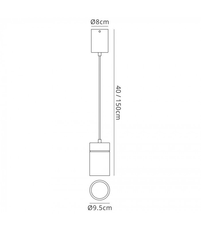 Ceiling Pendant Small 9.5cm Round 1 x E27, Matt White - 2