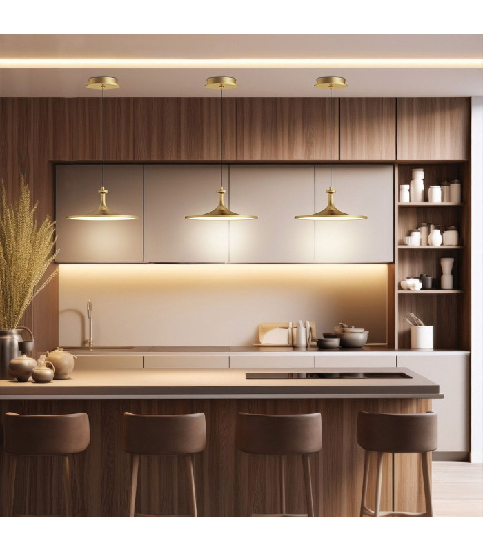 Issa Integrated LED Medium Pendant Light Brushed Gold 3000K-2