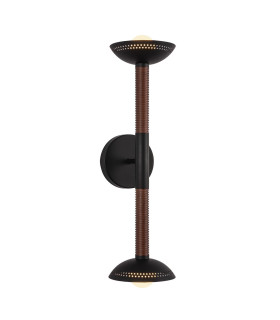 Arden Up Down Integrated LED Wall Light Matte Black Walnut Wood Veneer 3000K-1