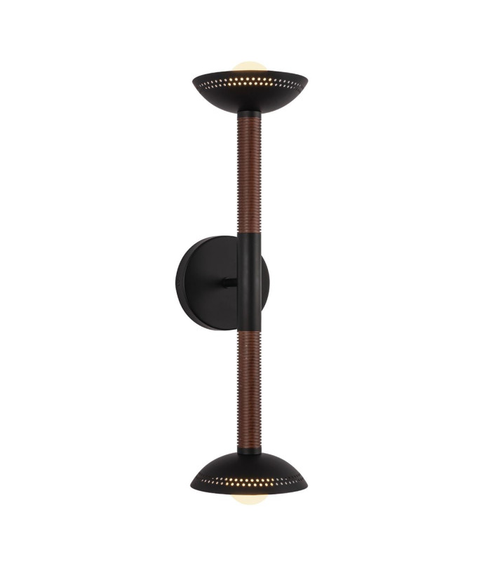 Arden Up Down Integrated LED Wall Light Matte Black Walnut Wood Veneer 3000K-1