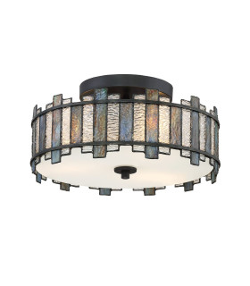 Sentry 2 Light Semi-Flush Ceiling Light Black & Art Glass-1