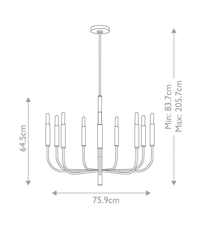 Brianna 9 Light Chandelier Black-3