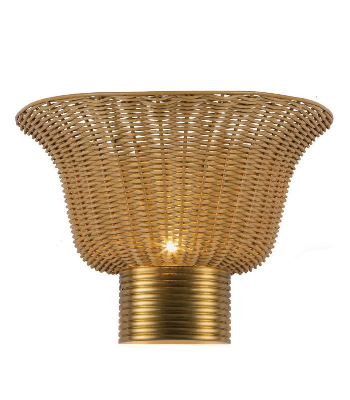 Kai Wall Light Brushed Gold & Rattan-1