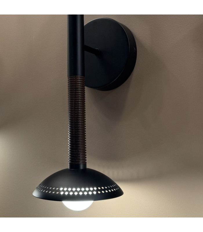 Arden Up Down Integrated LED Wall Light Matte Black Walnut Wood Veneer 3000K-6