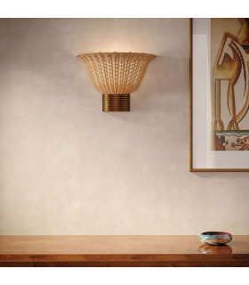 Kai Wall Light Brushed Gold & Rattan-2
