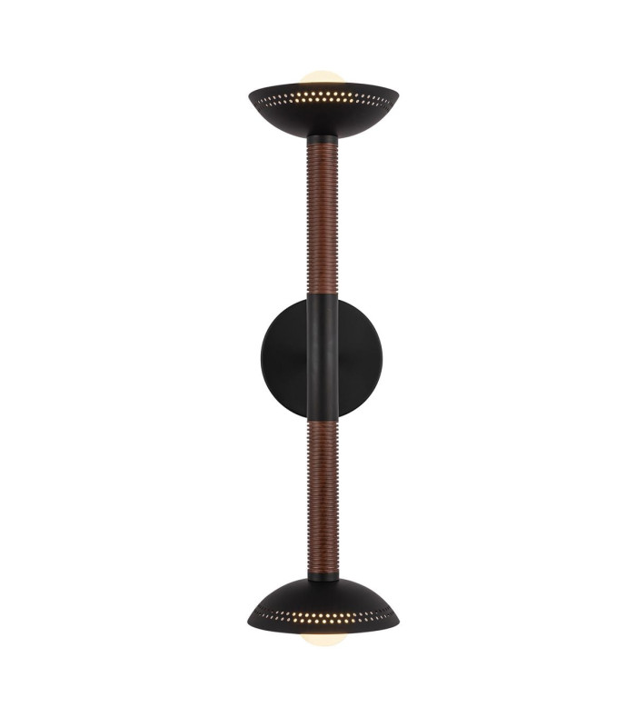Arden Up Down Integrated LED Wall Light Matte Black Walnut Wood Veneer 3000K-8