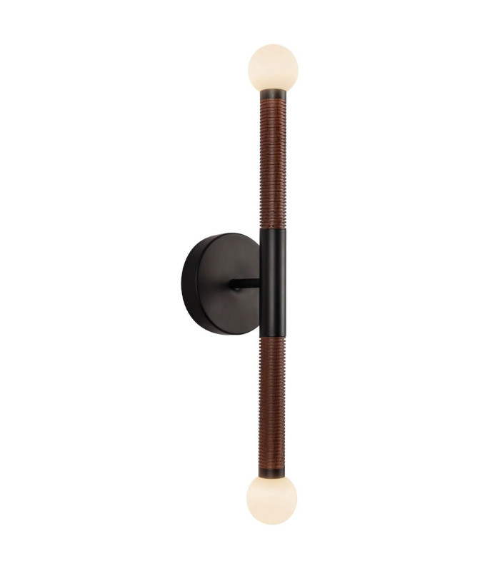 Arden Up Down Integrated LED Wall Light Matte Black Walnut Wood Veneer 3000K-9