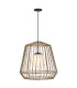 Arlen Large Outdoor Pendant Light Black & Rattan IP44-1