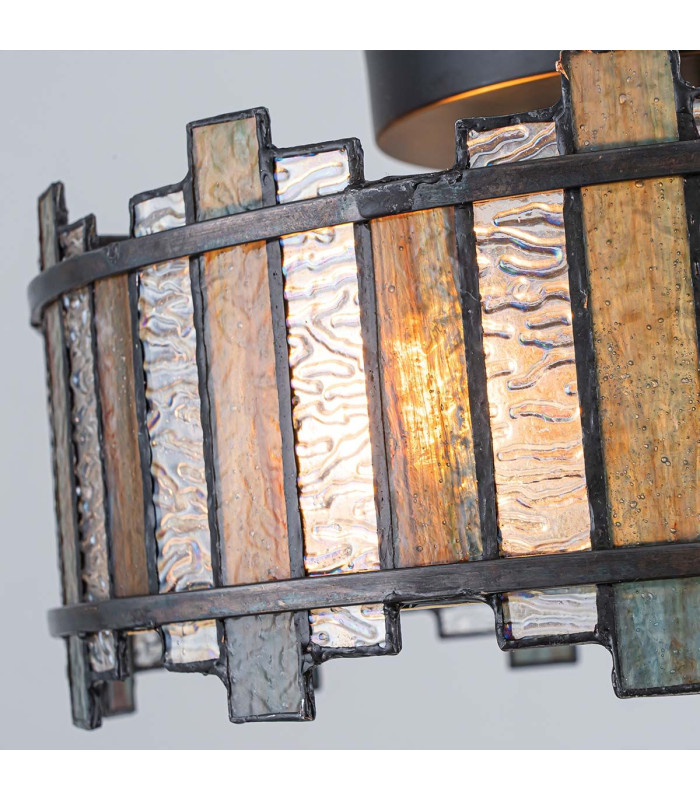 Sentry 2 Light Semi-Flush Ceiling Light Black & Art Glass-8
