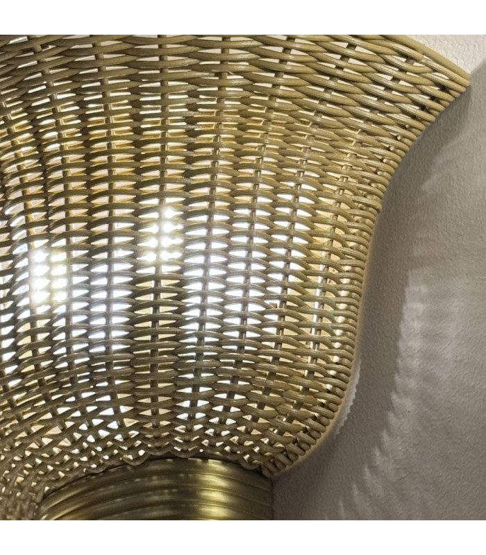 Kai Wall Light Brushed Gold & Rattan-6