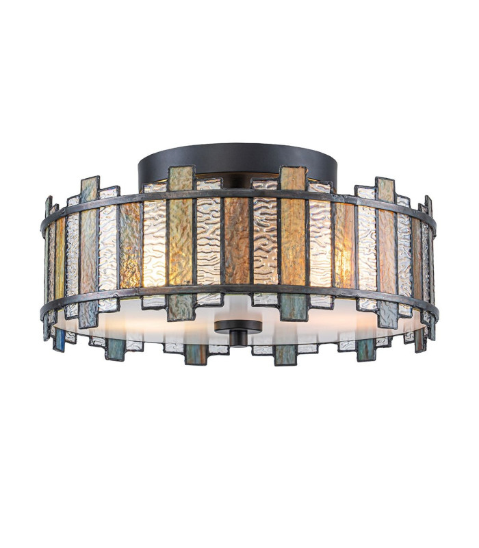 Sentry 2 Light Semi-Flush Ceiling Light Black & Art Glass-9