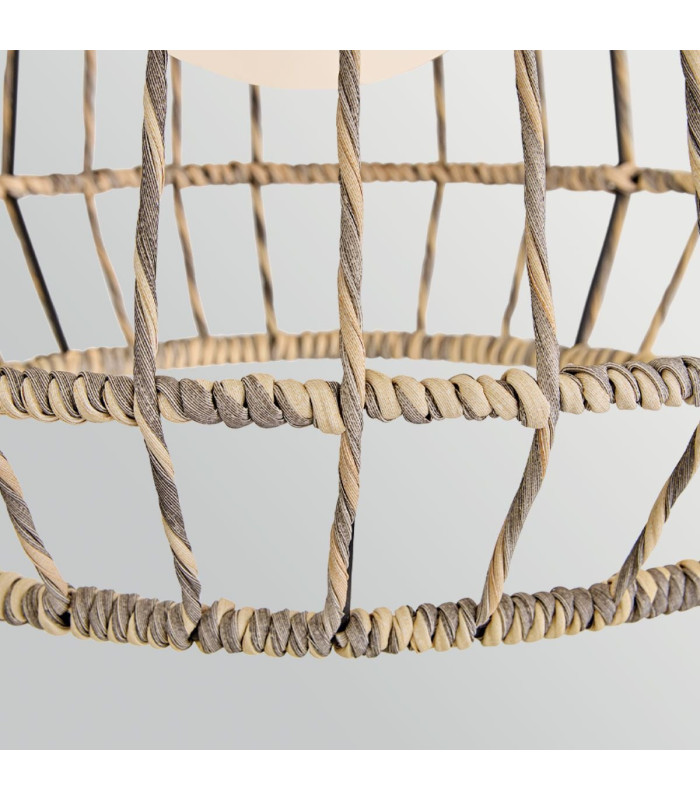 Arlen Large Outdoor Pendant Light Black & Rattan IP44-4