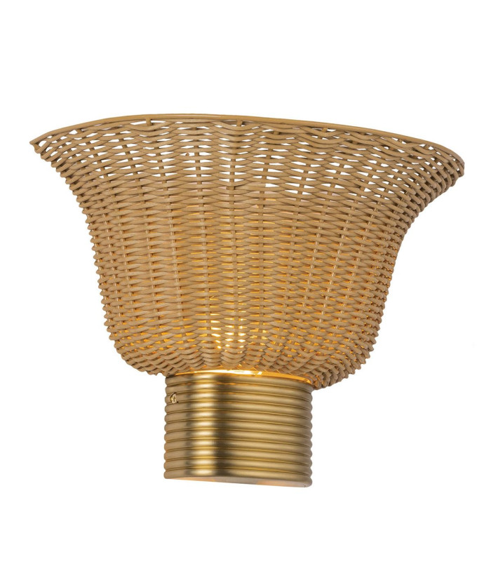 Kai Wall Light Brushed Gold & Rattan-8