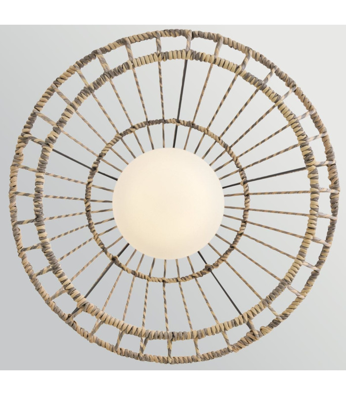 Arlen Large Outdoor Pendant Light Black & Rattan IP44-5