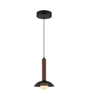 Arden Integrated LED Mini Pendant Light Matte Black Walnut Wood Veneer 3000K-1
