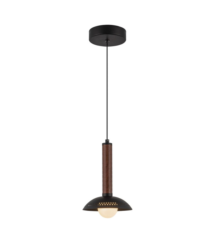 Arden Integrated LED Mini Pendant Light Matte Black Walnut Wood Veneer 3000K-1