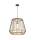 Arlen Large Outdoor Pendant Light Black & Rattan IP44-9