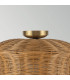 Kai Flush Ceiling Light Brushed Gold & Rattan-4