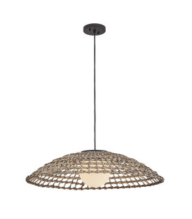 Arlen X-Large Outdoor Pendant Light Black & Rattan IP44-1