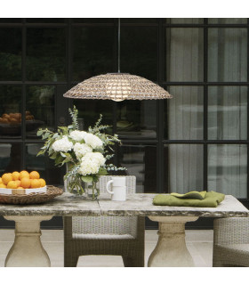 Arlen X-Large Outdoor Pendant Light Black & Rattan IP44-2