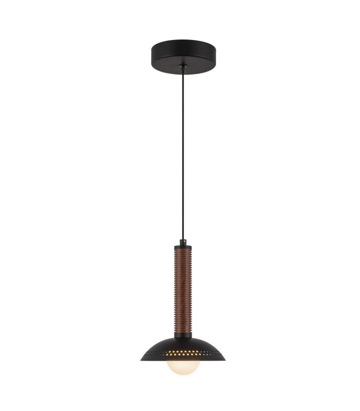 Arden Integrated LED Mini Pendant Light Matte Black Walnut Wood Veneer 3000K-7