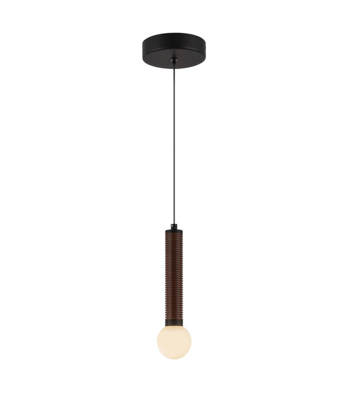 Arden Integrated LED Mini Pendant Light Matte Black Walnut Wood Veneer 3000K-8