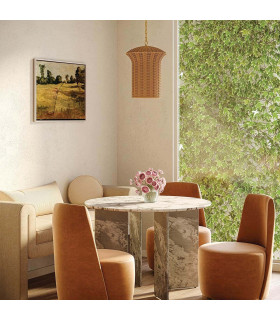 Kai Small Pendant Light Brushed Gold & Rattan-2