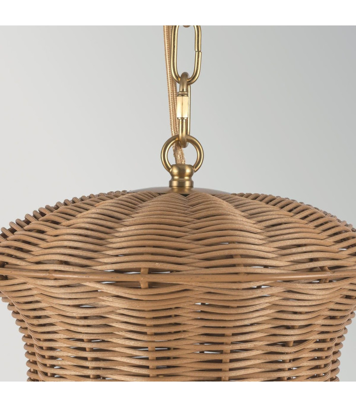 Kai Small Pendant Light Brushed Gold & Rattan-3