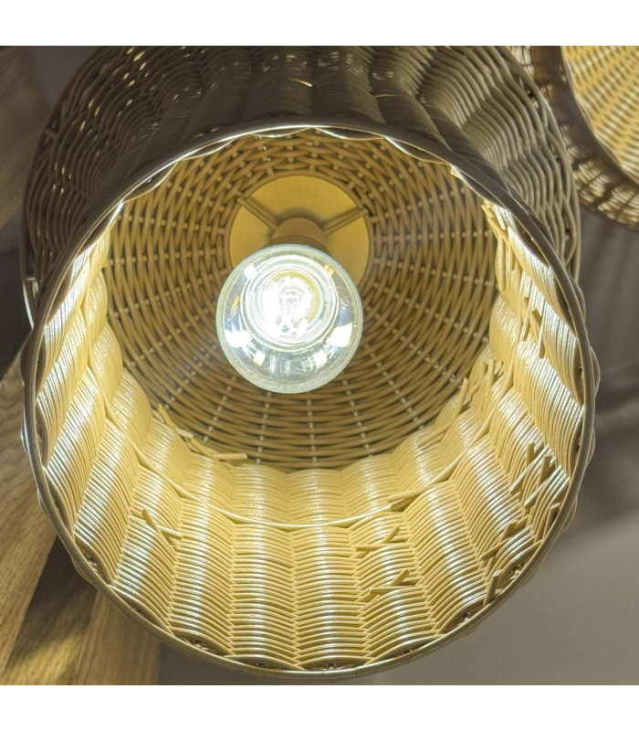 Kai Small Pendant Light Brushed Gold & Rattan-5