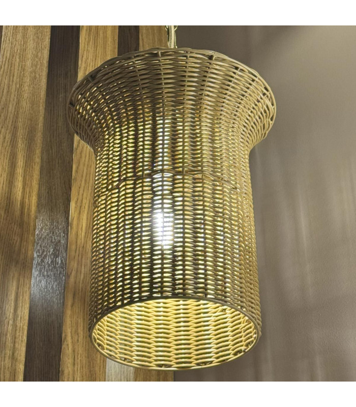 Kai Small Pendant Light Brushed Gold & Rattan-6
