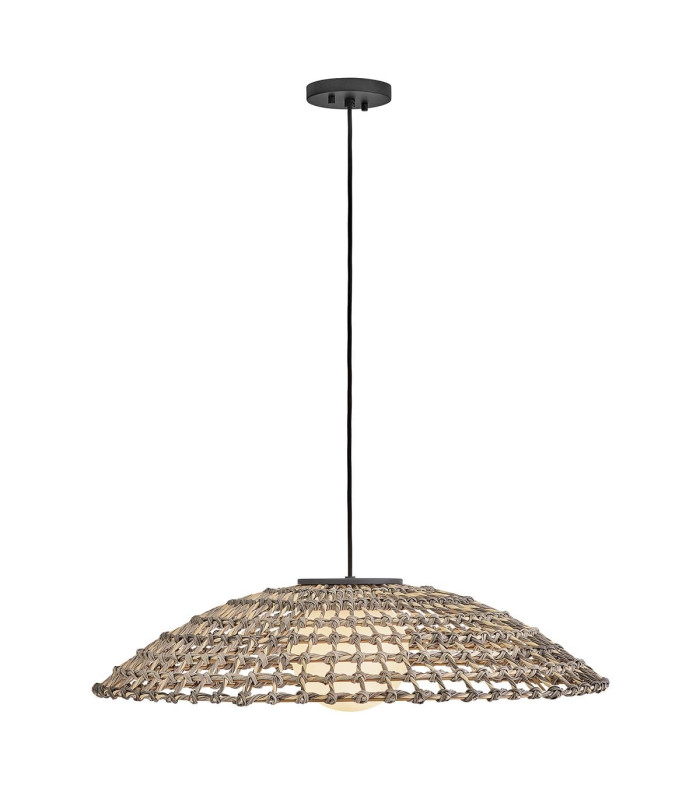 Arlen X-Large Outdoor Pendant Light Black & Rattan IP44-10