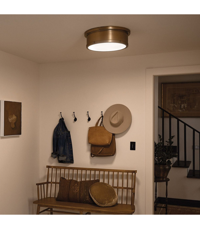 Serca Large Flush Ceiling Light Brushed Natural Brass-4