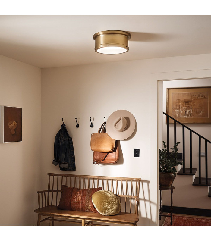 Serca Medium Flush Ceiling Light Brushed Natural Brass-4