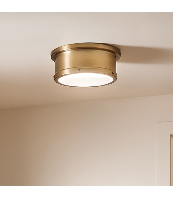 Serca Medium Flush Ceiling Light Brushed Natural Brass-5